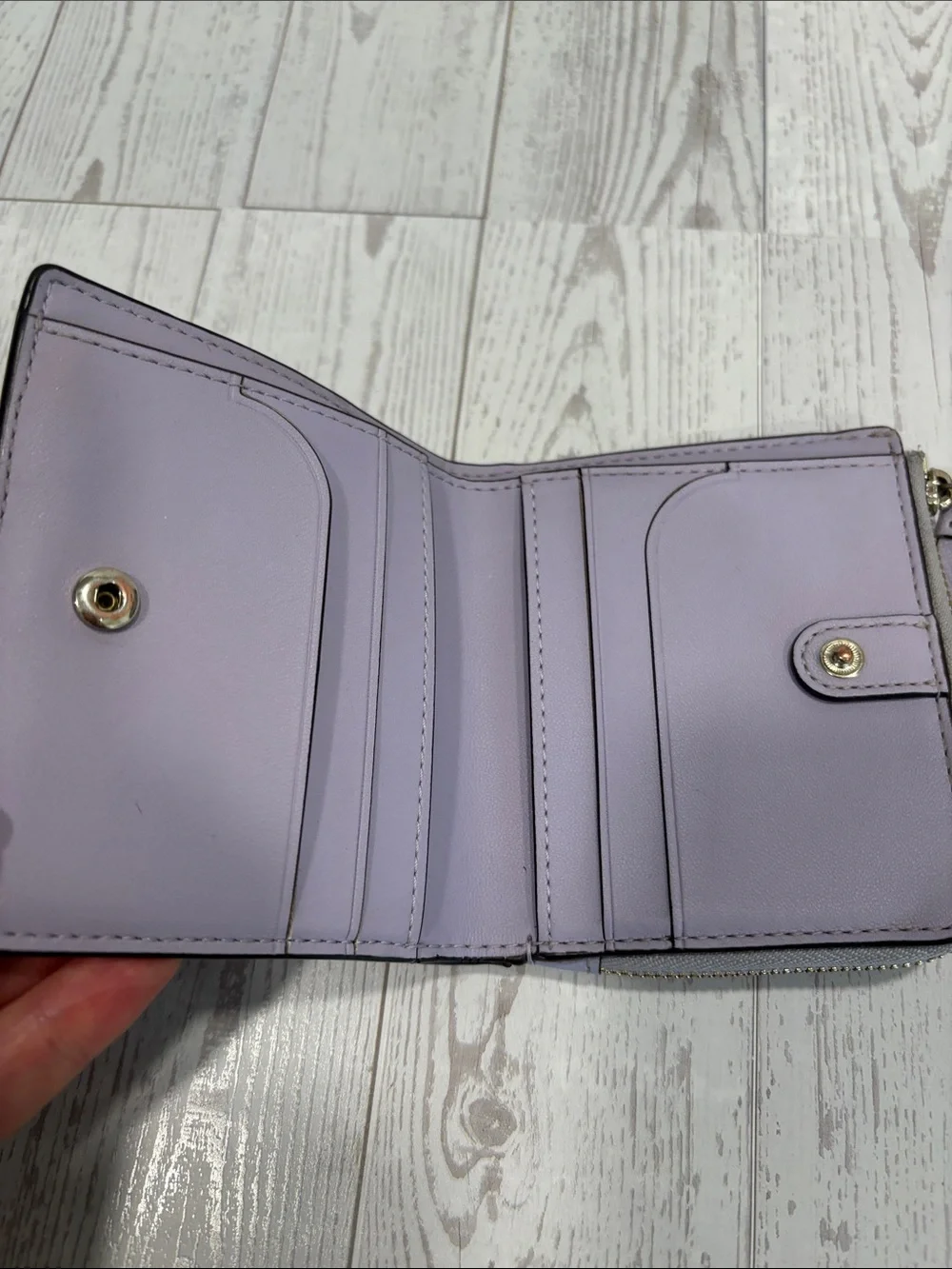 kate spade Lilac Zip Around Compact Wallet with Gold Logo